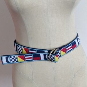 Vintage Douglas Paquette canvas Nautical Flag belt Preppy Yachtie Sailing